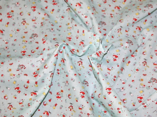 Printed Polycotton Fabric Mint Green