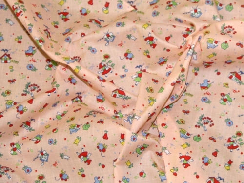 Printed Polycotton Fabric Peach