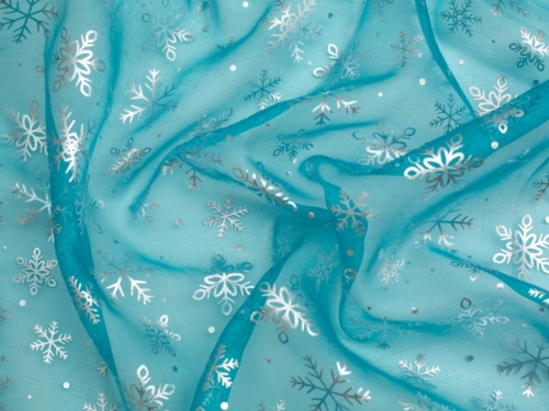 Minerva Core Range Metallic Organza Fabric Turquoise