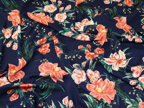 Deadstock Ripple Crepe Fabric Navy Blue