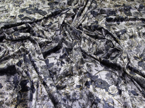Deadstock Velvet Stretch Knit Fabric Silver
