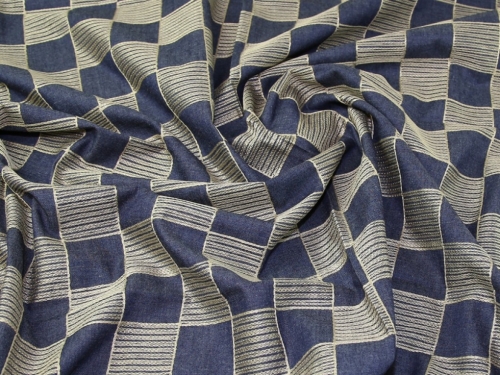 Deadstock Embroidered Denim Fabric Gold
