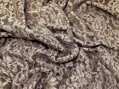 Deadstock Glitter Satin Lace Fabric Mink
