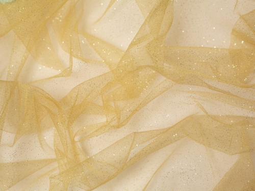 Minerva Core Range Glitter Tulle Net Fabric Gold