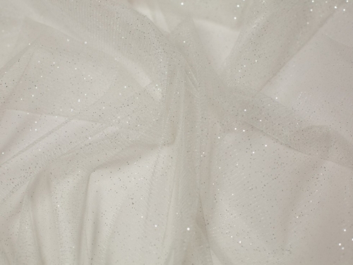 Minerva Core Range Glitter Tulle Net Fabric Ivory