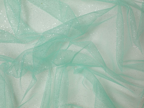 Minerva Core Range Glitter Tulle Net Fabric Mint Green