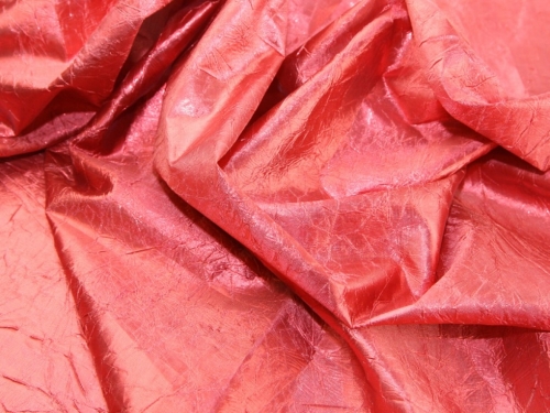 Deadstock Crushed Metallic Lame Fabric Red