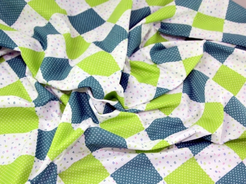 Printed Polycotton Fabric Teal Multi