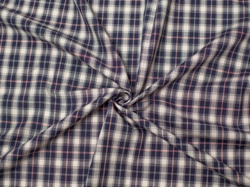 Minerva Core Range 100% Cotton Shirting Fabric Navy/Ivory/Red