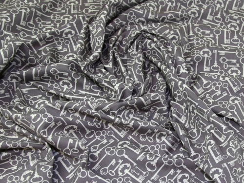 Rose and Hubble 100% Cotton Poplin Fabric Cream On Grey
