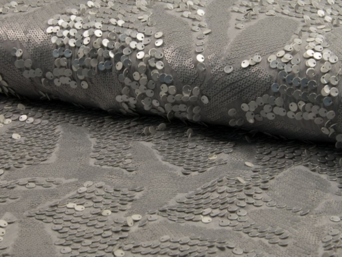 Deadstock Sequin Stretch Knit Fabric Silver