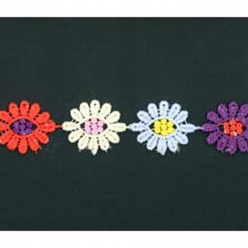 Daisy Guipure Lace Trim Bright Multi