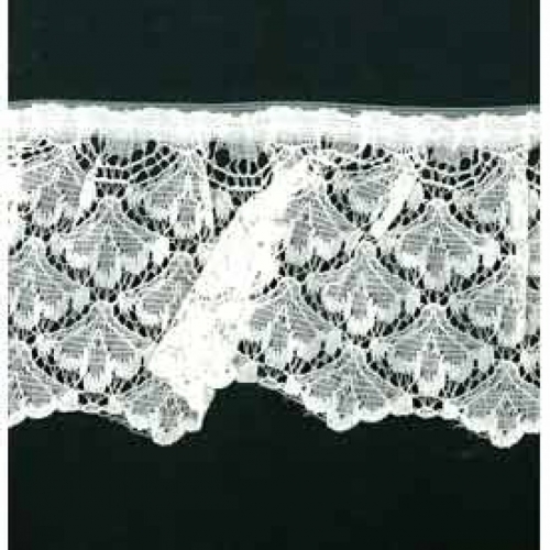 Gathered Nylon Lace Trim Cream