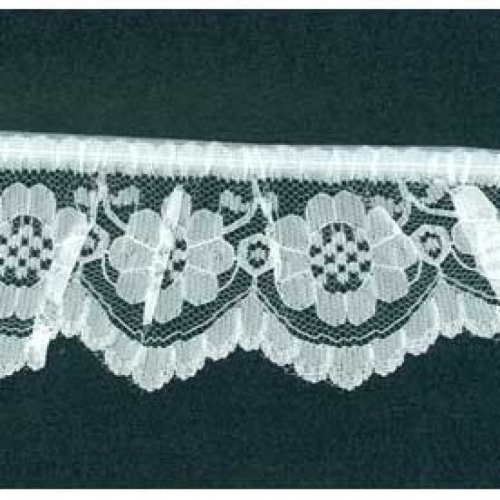 Gathered Nylon Lace Trim Cream