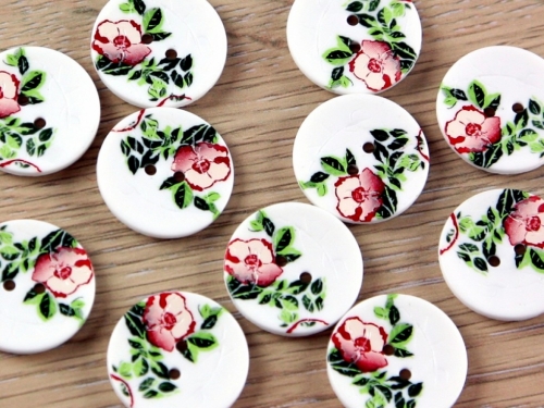 Dill Floral Buttons (Value Pack) White