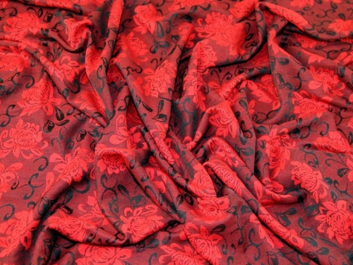 Deadstock Dynasty Ponte Roma Double Stretch Knit Fabric Red