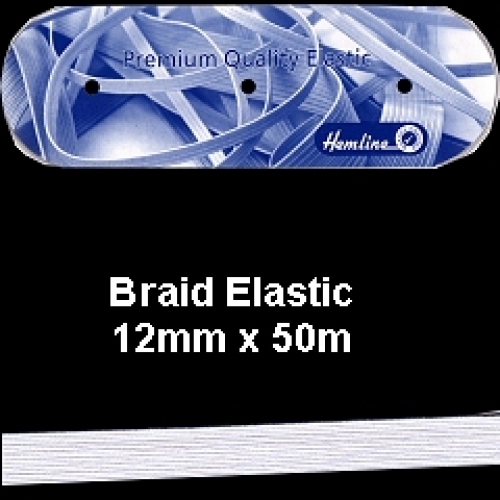 Hemline Flat Polyester Elastic White