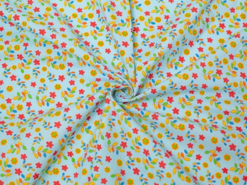 Printed Polycotton Fabric Sky Blue