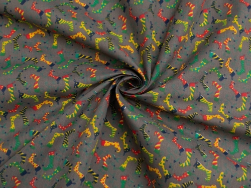 Printed Polycotton Fabric Grey