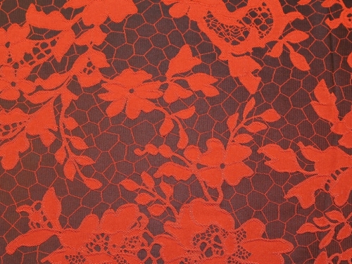 Deadstock Woven Brocade Fabric Orange