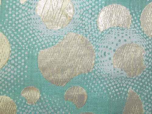 Deadstock Metallic Woven Brocade Fabric Mint Green & Gold