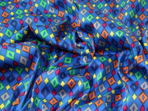 Deadstock Woven Stretch Cotton Sateen Fabric Blue