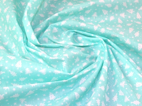 Printed Polycotton Fabric Aqua