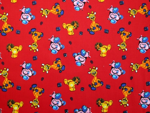 Printed Polycotton Fabric Red