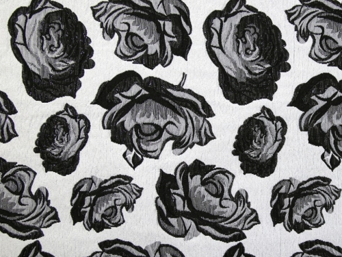 Deadstock Metallic Woven Brocade Fabric Grey