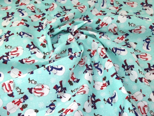 Printed Polycotton Fabric Aqua