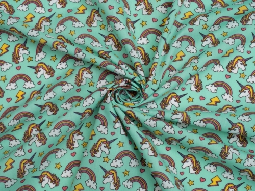 Printed Polycotton Fabric Aqua
