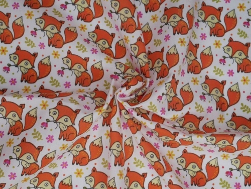 Printed Polycotton Fabric White