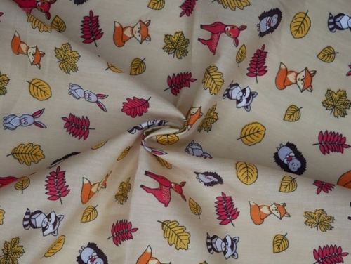 Printed Polycotton Fabric Beige