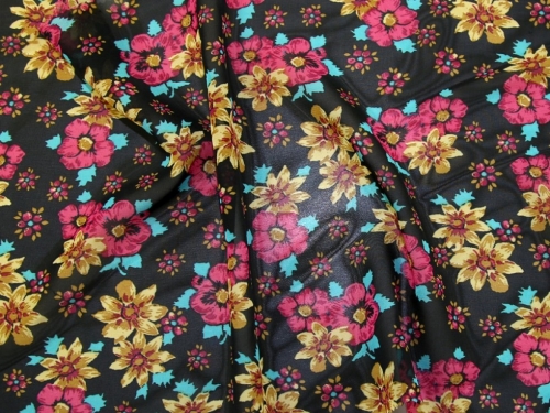 Deadstock Sheer Chiffon Fabric Pink on Black