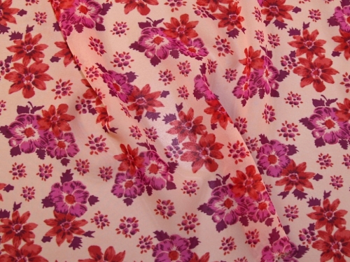 Deadstock Sheer Chiffon Fabric Pink on Peach