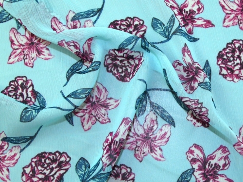 Deadstock Crinkle Sheer Chiffon Fabric Aqua