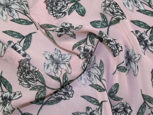 Deadstock Crinkle Sheer Chiffon Fabric Pink