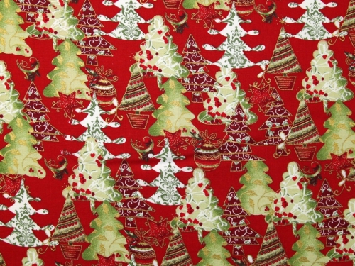 Deadstock Metallic 100% Cotton Poplin Fabric Red