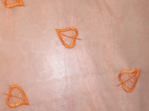 Deadstock Embroidered Organza Fabric Peach