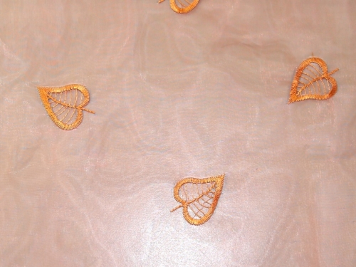 Deadstock Embroidered Organza Fabric Rust