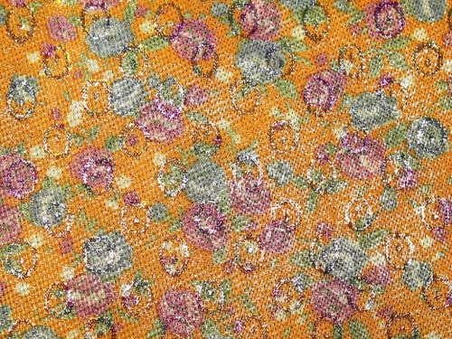Deadstock Metallic Woven Brocade Fabric Orange