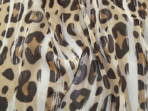 Deadstock Crinkle Sheer Chiffon Fabric Beige
