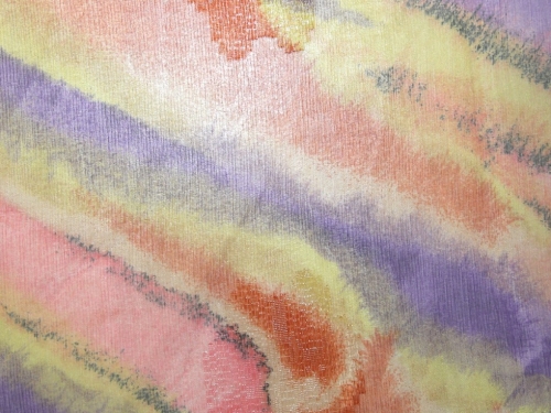 Deadstock Rainbow Organza Fabric Purple & Lemon