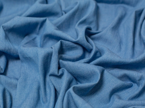 Minerva Core Range Washed Cotton Chambray Fabric Light Blue
