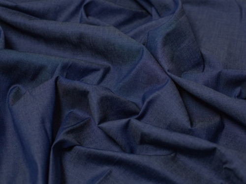 Minerva Core Range Washed Cotton Chambray Fabric Navy Blue
