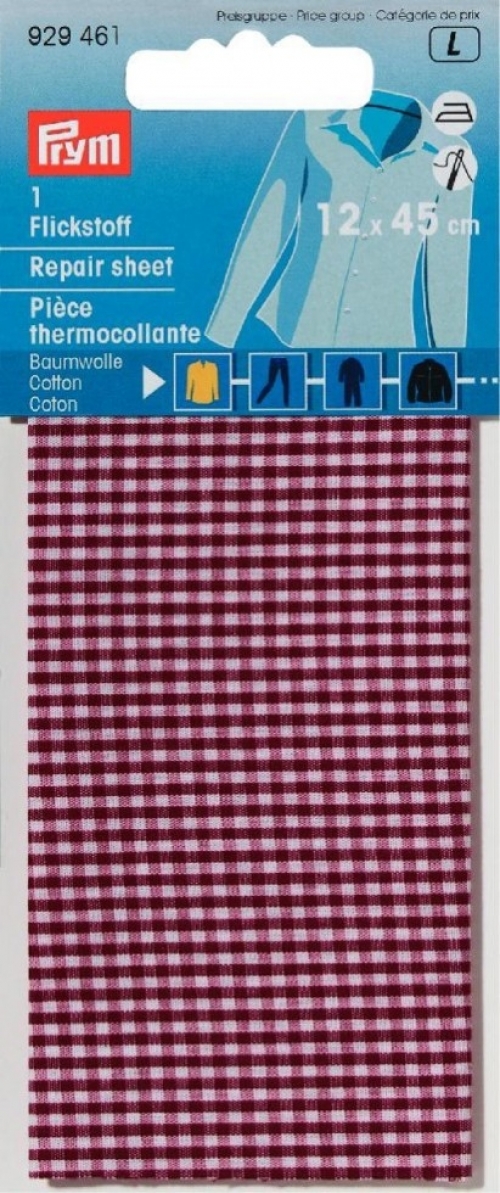 Prym Check Cotton Repair Sheet Red & White