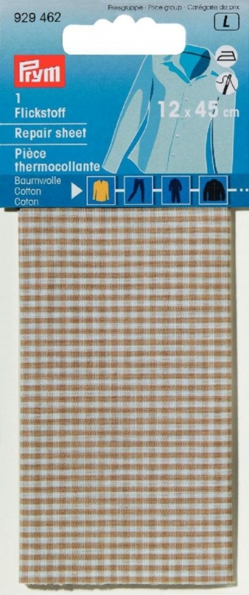 Prym Check Cotton Repair Sheet Beige & White