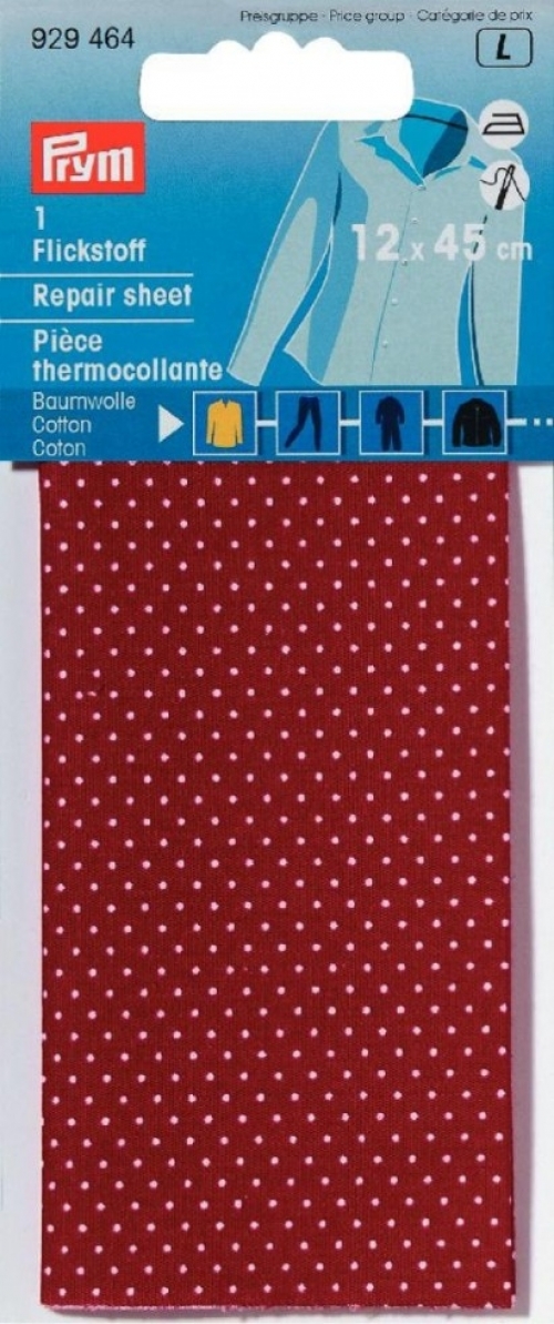 Prym Spotty Cotton Repair Sheet Red & White