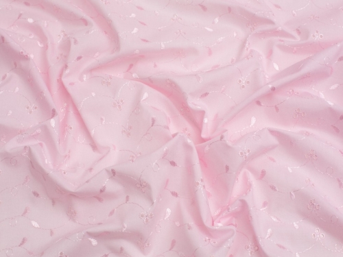 Minerva Core Range 3 Hole Broderie Anglaise Cotton Fabric Pale Pink