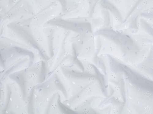 Minerva Core Range 3 Hole Broderie Anglaise Cotton Fabric White